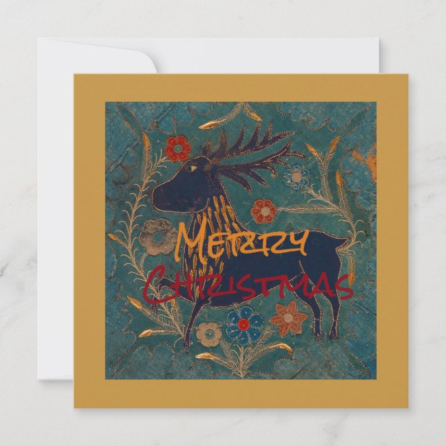 Cartão De Festividades Scandinavian Deer Christmas (Frente)