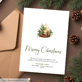 Cartão De Festividades Scandinavian Pine Wreath Printable Christmas Card