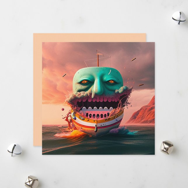 Cartão De Festividades Scary Boat (Frente/Verso In Situ)