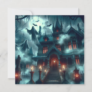 Cartão De Festividades Scary Halloween Haunted Castle Graveyard