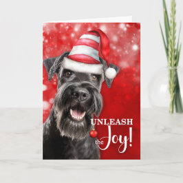 Cartão De Festividades Schnauzer Cachorro Libere a Alegria Natal