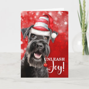 Cartão De Festividades Schnauzer Cachorro Libere a Alegria Natal