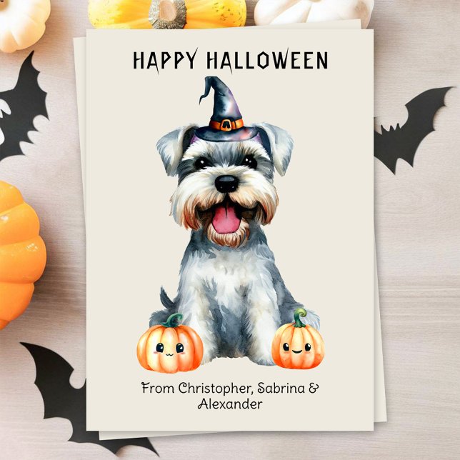 Cartão De Festividades Schnauzer Dog Happy Halloween (Criador carregado)