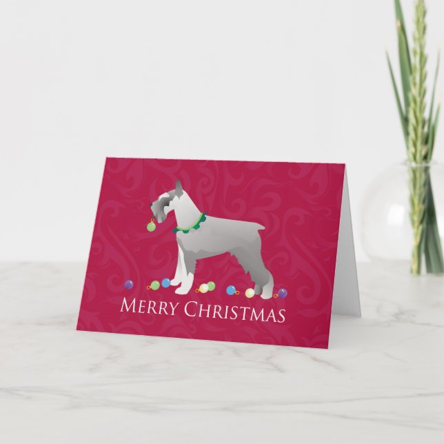 Cartão De Festividades Schnauzer Felry Design de Natal (Frente)