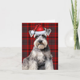 Cartão De Festividades Schnauzer Natal Cachorro Xadrez Vermelho Natal