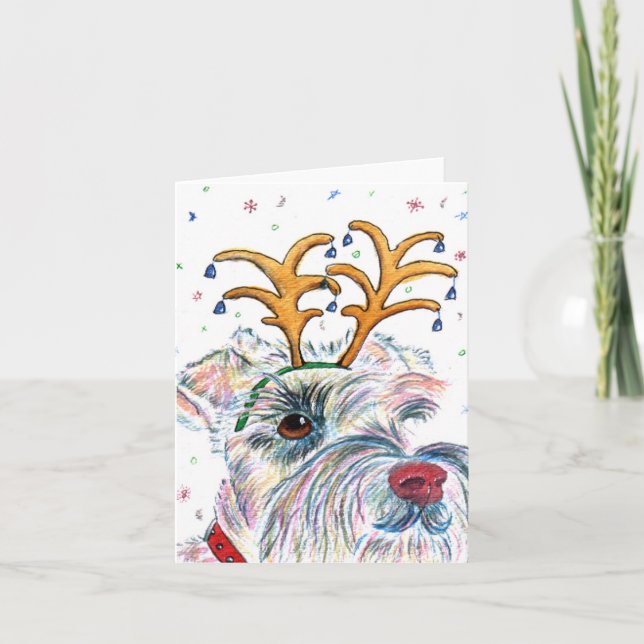 Cartão De Festividades Schnauzer Notecards do papai noel (Frente)