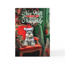 Schnauzer Padrão Cachorro de Natal Travesso ou Bon