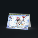 Cartão De Festividades Schnauzer Snowman Art Christmas<br><div class="desc">Design original com tema natalício e trabalho de arte desenhada à mão por Andie,  ilustradora da Off-Leash Art,  desta raça de cães favorita. Trate-se ou dê como presente este Natal aos amantes de cães na sua lista. Para saber mais sobre a arte,  visite www.offleashart.com.</div>