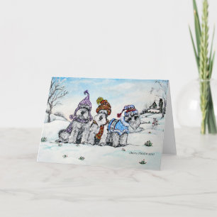 Cartão De Festividades Schnauzers no inverno