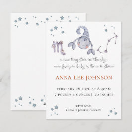 Cartão De Festividades Scorpio Zodiac Birth Announcement