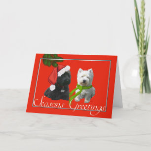 Cartão De Festividades Scottie and Westie Seasons Greetings