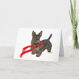 Cartão De Festividades Scottie de Inverno com Cachecol Wam