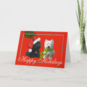 Cartão De Festividades Scottie e Westie Boas Festas
