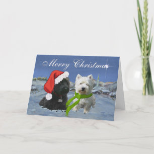 Cartão De Festividades Scottie e Westie Estrela de Natal