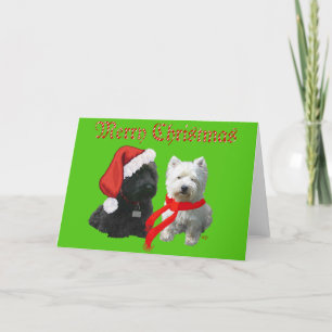 Cartão De Festividades Scottie e Westie Feliz Natal