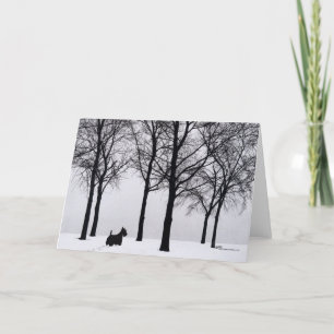 Cartão De Festividades Scottie nas Florestas Nevadas