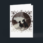 Cartão De Festividades Scotties em Surreal Winter Night<br><div class="desc">O design de Terrier de Natal criou do meu trabalho artístico original e está disponível em roupas, novidade e presentes para você mesmo, ou para aquela pessoa especial do Terrier escocês que você conhece! Quer um produto diferente? Basta ir para a página do produto e clicar em Transferir este Design...</div>