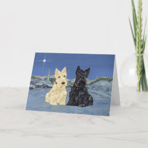Cartão De Festividades Scotties Pretos de Trigo de Natal