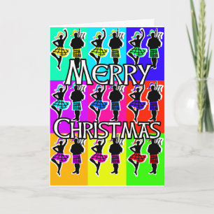 Cartão De Festividades Scottish Piper & Highland Dancer Christmas Card