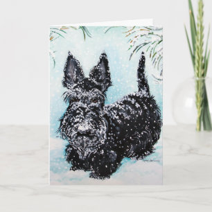 Cartão De Festividades Scottish Terrier in Winter "Nora"