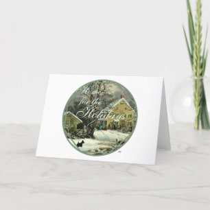 Cartão De Festividades Scottish Terrier Old Fashiated Winter