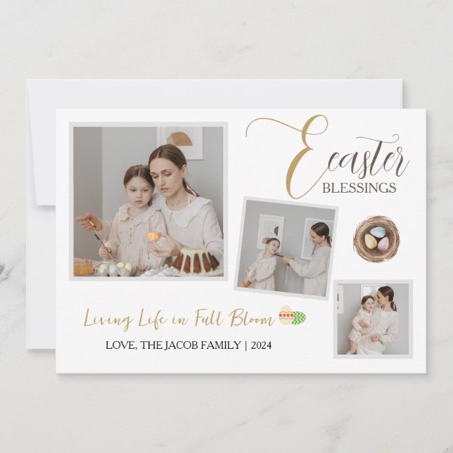 Cartão De Festividades Script 3 de Bênçãos de Páscoa Elegante Moderno (Frente)