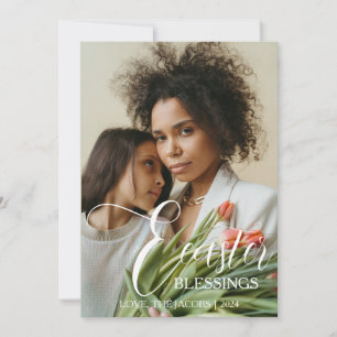 Cartão De Festividades Script 3 de Bênçãos de Páscoa Elegante Moderno