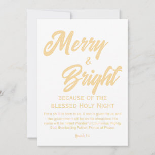 Cartão De Festividades Script Beige Dourado de Natal e feliz Brilhante