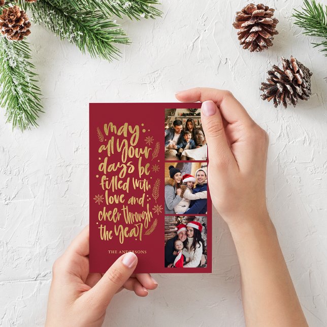 Cartão De Festividades Script de Ano Novo de Colagem de Fotos Moderna (Criador carregado)