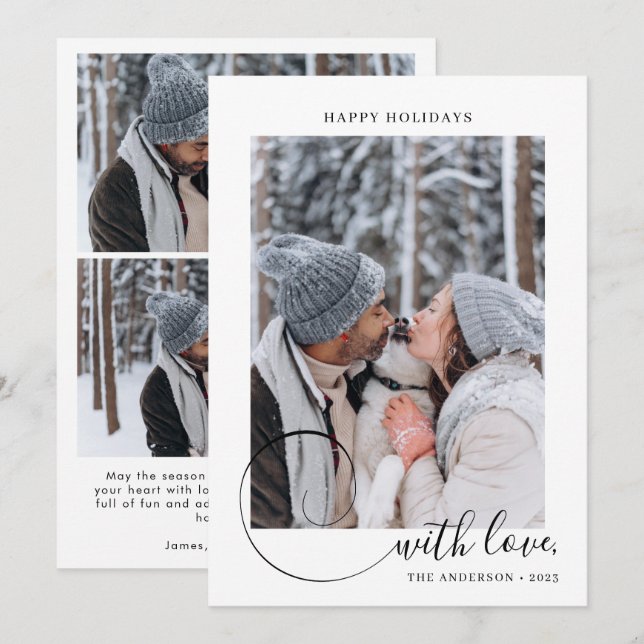 Cartão De Festividades Script de Caligrafia Moderna com 3 Fotografias de  (Frente/Verso)