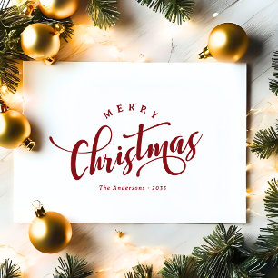 Cartão De Festividades Script de Caligrafia Simples Feliz Natal