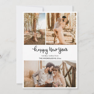 Cartão De Festividades Script de feliz ano novo   Foto do Casal 