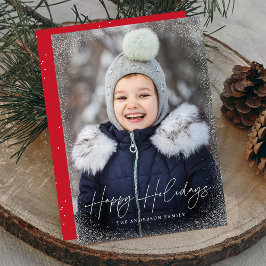 Cartão De Festividades Script de Feliz Férias Moderno Flocos de Neve Foto