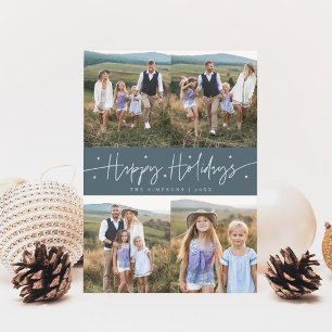 Cartão De Festividades Script de Feriados Felizes Tabuleiro Azul Multifot