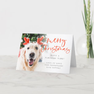 Cartão De Festividades Script de Foto Pet Personalizado Folheto de Natal