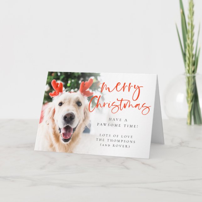 Cartão De Festividades Script de Foto Pet Personalizado Folheto de Natal (Frente)
