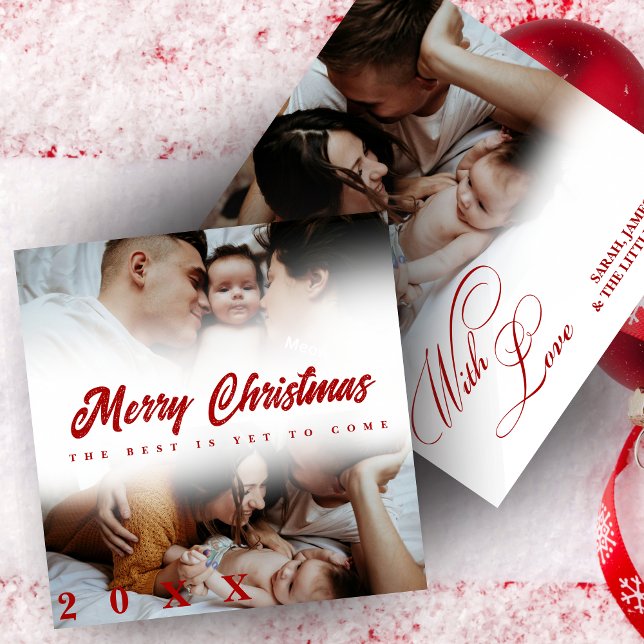 Cartão De Festividades Script de Natal 3 Colagem Multi Foto (Criador carregado)