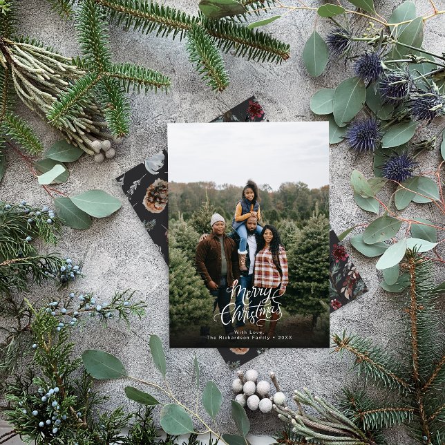 Cartão De Festividades Script de Natal do Moderno Elegante 1 (Criador carregado)