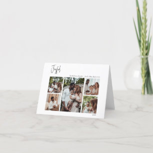 Cartão De Festividades Script de Natal Joyful Moderno Dobrou Cinco Fotos