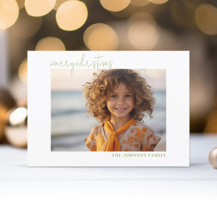 Cartão De Festividades Script de Natal Simples e Mínimo de Foto Feliz