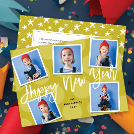 Cartão De Festividades Script de Pincel Simples do feliz ano novo 5 Foto 