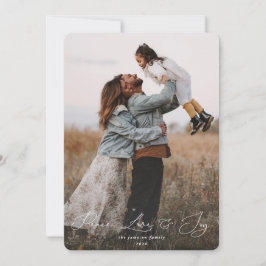 Cartão De Festividades Script Elegante Font Peace Love+Joy Photo