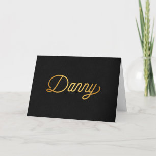 Cartão De Festividades Script Elegante Personalizado Danny Dourado Black