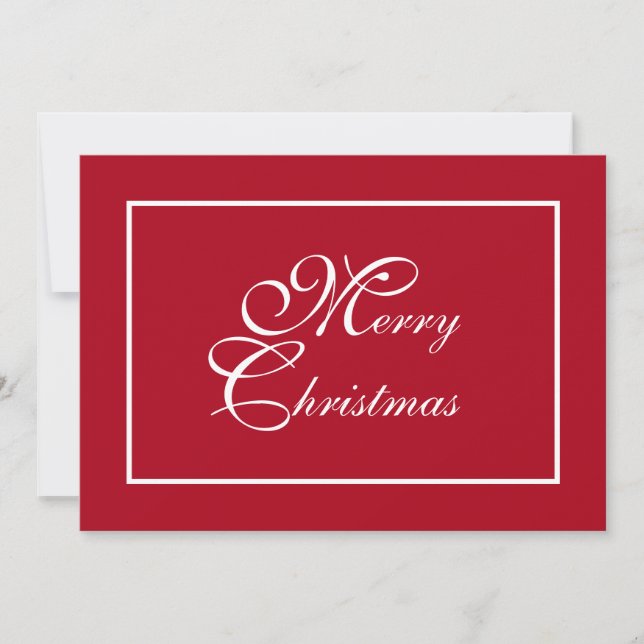 Cartão De Festividades Script Elegante Personalizado Natal Vermelho (Frente)