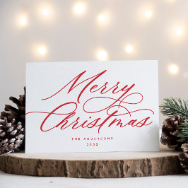 Cartão De Festividades Script Feliz Natal Vermelho
