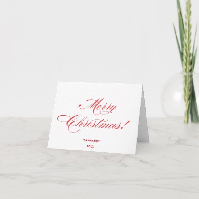 Cartão De Festividades Script Felry Natal Red Holiday Card (Frente)