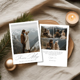 Cartão De Festividades Script Forever Merry Newlywed Wedding Photo