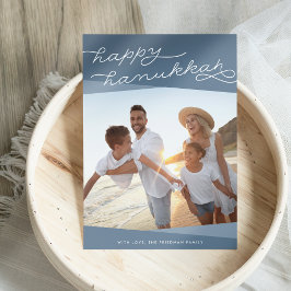 Cartão De Festividades Script Geo Azul Slate | Foto de Hanukkah