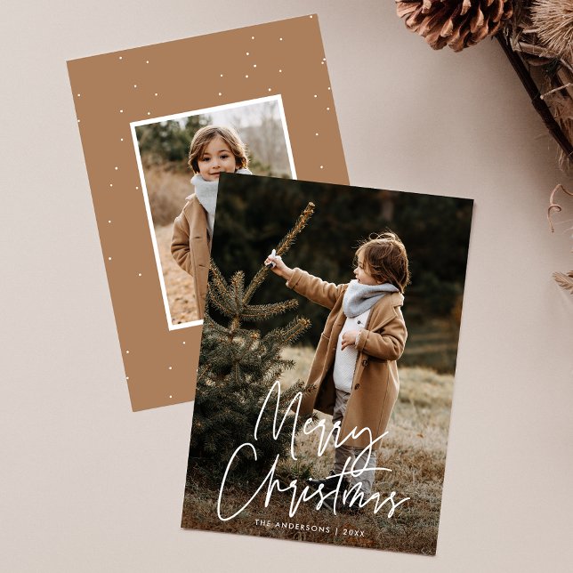 Cartão De Festividades Script manuscrito Feliz Natal 2 Foto (Criador carregado)