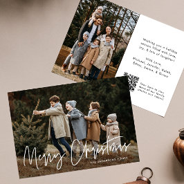 Cartão De Festividades Script manuscrito Feliz Natal Código QR 2 Foto